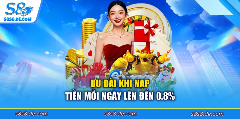Ưu đãi khi nạp tiền mỗi ngày lên đến 0.8%
